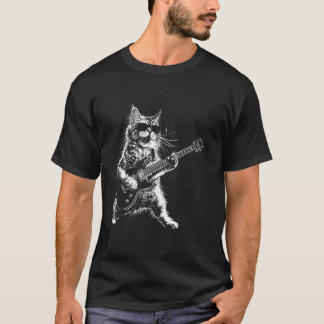 T-shirt Rock Chat Jouer Guitare Funny Guitare Amoureux des