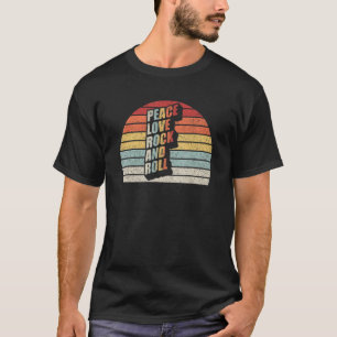 T-shirt Rock Concert Vintage Retro Peace Love Rock Et Rol