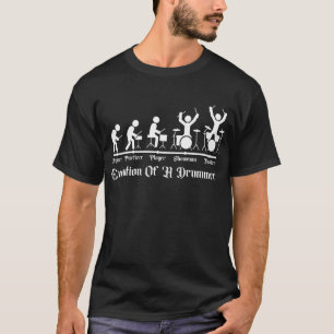 T-shirt Rock Drummer Evolution : Funny Stick Figure Music
