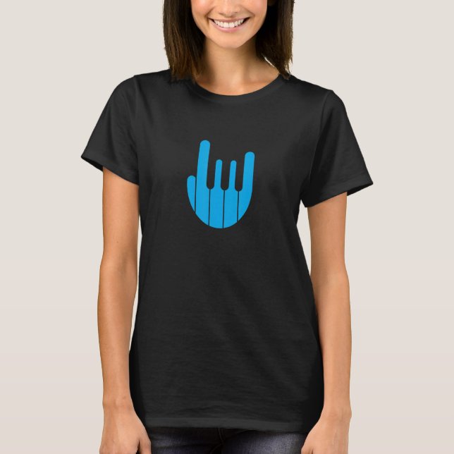 T-shirt Rock Hand Piano Keyboard - Funny Cool Pianist Keyb (Devant)