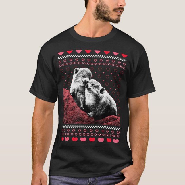T-shirt Rock Hyrax Valentine's Day Ugly Sweater Style  (Devant)