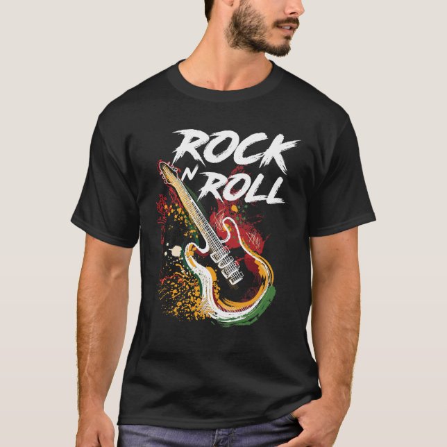 T-shirt Rock n Roll Guitar (Devant)