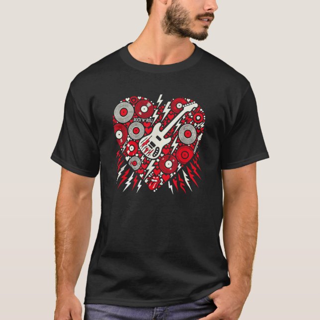 T-shirt Rock N Roll Musique Coeur Valentine Rock Musique F (Devant)