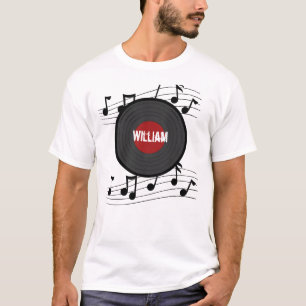 T-shirt Rock N Roll Record avec notes musicales