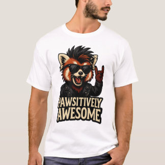 T-shirt Rock-n-Roll Red panda Pawsitively Awesome