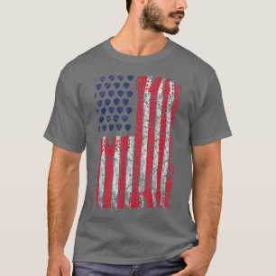 T-shirt Rock N Rouleau Guitare Ligne Drapeau Croquis Drape