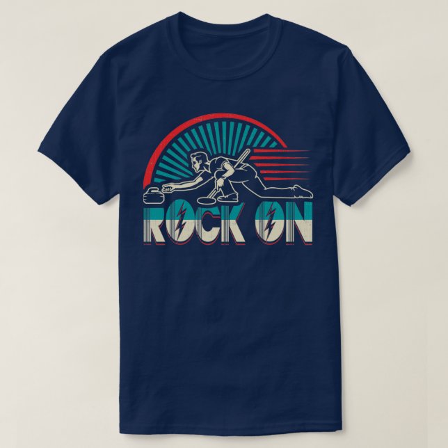 T-shirt Rock On Curling Winter Sports Design (Design devant)