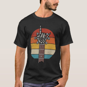 T-shirt Rock On Guitare Cou Rock & Roll Squelette Main Vin