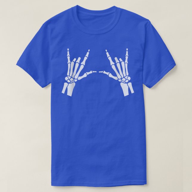 T-shirt Rock On Rock Star Skeleton Hands Concert, Cool Hal (Design devant)