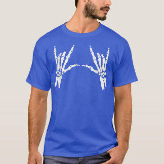 T-shirt Rock On Rock Star Skeleton Hands Concert, Cool Hal