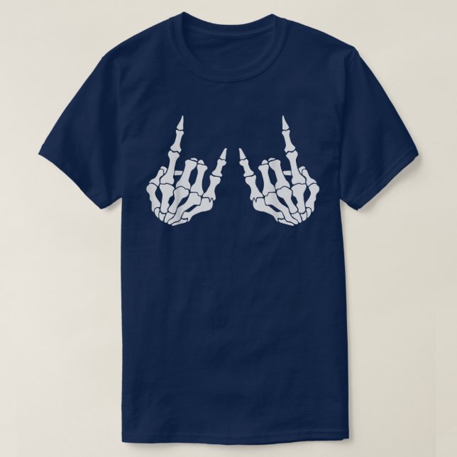 T-shirt Rock On Rock Star Skeleton Mains Guitaristes music (Design devant)