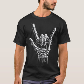 T-shirt Rock On Skeleton Hand Guitar Rock Roll Punk Rock 2