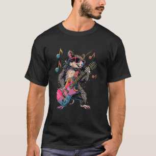 T-shirt Rock Opossum Jouer Guitare - Drôle Guitare Opossum