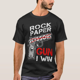 T-shirt Rock Paper Gun I Win Funny Game Plaisanterie Vinta