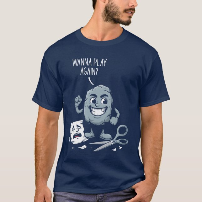 T-shirt Rock Paper Scissors Kawaii Wanna Play Again (Devant)