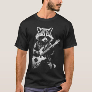 T-shirt Rock Raccoon Jouer Guitare Guitare Raccoon