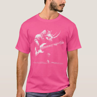 T-shirt Rock Rhino Playing Bass Guitar Funny Guitar Rhino 