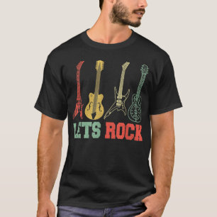 T-shirt Rock Rock Et Roll Guitare Rétro