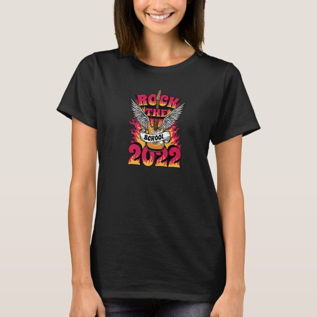 T-shirt Rock & Roll 2022 Electric Guitar And Wings Music (Devant)