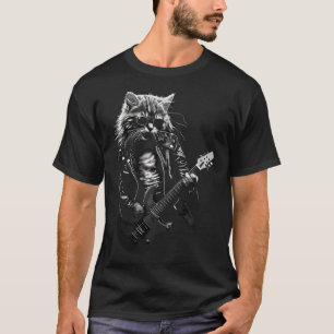 T-shirt Rock Roll Music Concert Festival Cat Rock Guitare 