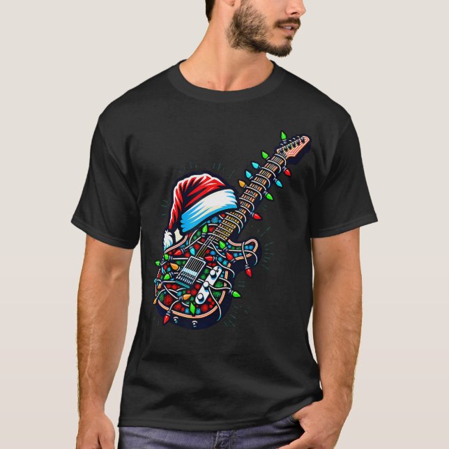 T-shirt Rock  Roll Santa Xmas Guitariste Guitare Noël M (Devant)