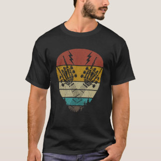 T-shirt Rock & Roll Skeleton Hand Rock Sur Guitare Cou Let