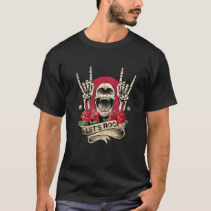 T-shirt Rock&roll Skeleton Main Vintage Retro Ro