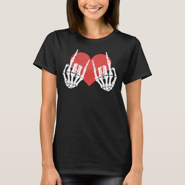 T-shirt Rock Skeleton Heart Les amoureux Coeur squelette m (Devant)