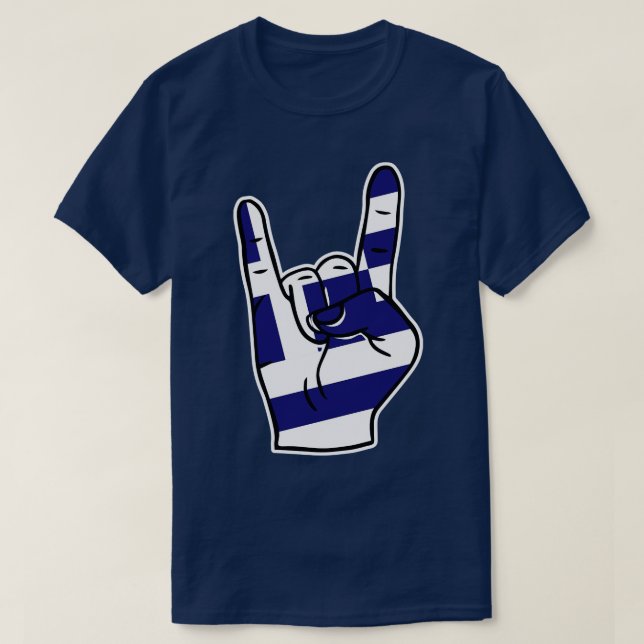 T-shirt Rock sur la Grèce Drapeau grec main (Design devant)