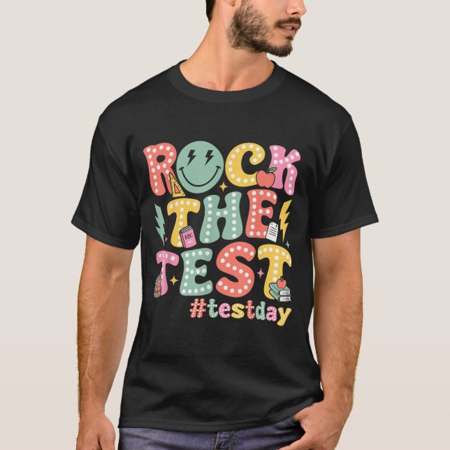 T-shirt Rock The Test Testing Day Retro Motivational Teach (Devant)