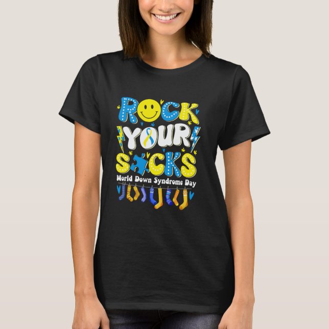 T-shirt Rock Your Socks Awareness World Down Syndrome Day  (Devant)