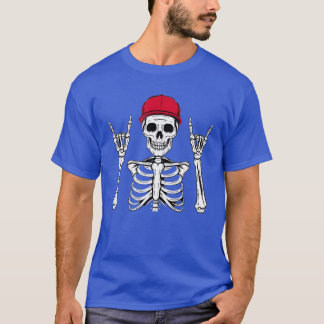 T-shirt Rocker Skeleton Cap Cool Skater Halloween Punk Roc