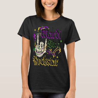 T-shirt Rocker Skeleton Main Mardi Gras Mardi Comme Un Roc