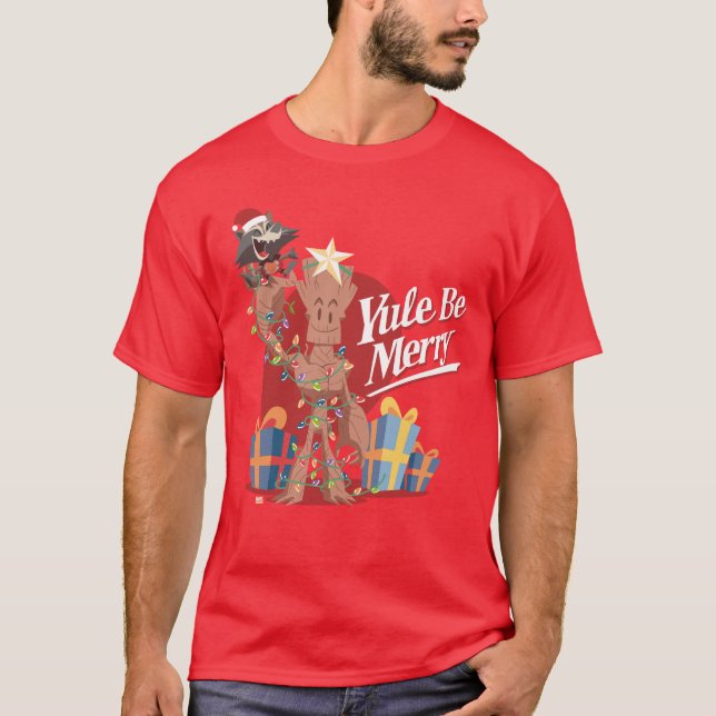 T-shirt Rocket & Groot "Yule Be Merry" (Devant)