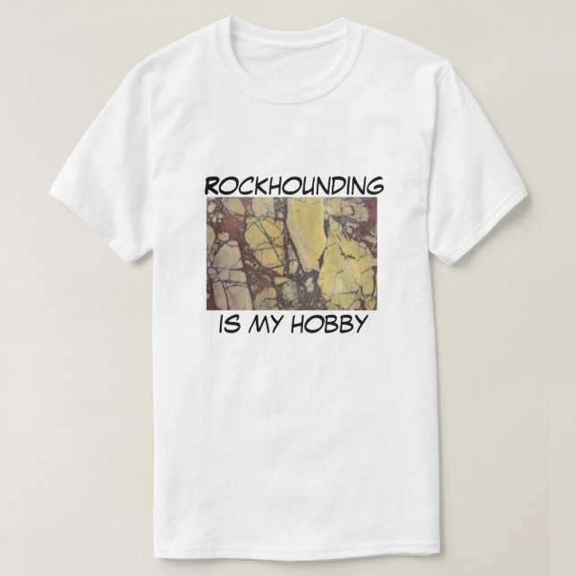 T-shirt Rockhoming est Mon Hobby Yellow Red Agate Photo (Design devant)