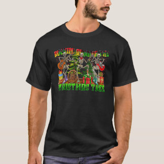 T-shirt Rockin autour de l'arbre de Noël Squelette Jouer G