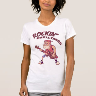 T-shirt Rockin Christmas, Père Noël rocking avec Guitar In