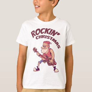 T-shirt Rockin Christmas, Père Noël rocking avec Guitar In
