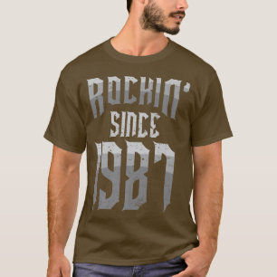 T-shirt Rockin' depuis 1987 Vintage Rock Music Fan 35th Bi