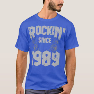 T-shirt Rockin' depuis 1989 Vintage Rock Music Fan 33th Bi