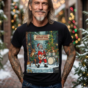 T-shirt Rockin' Noël Santa Renne Band Drôle