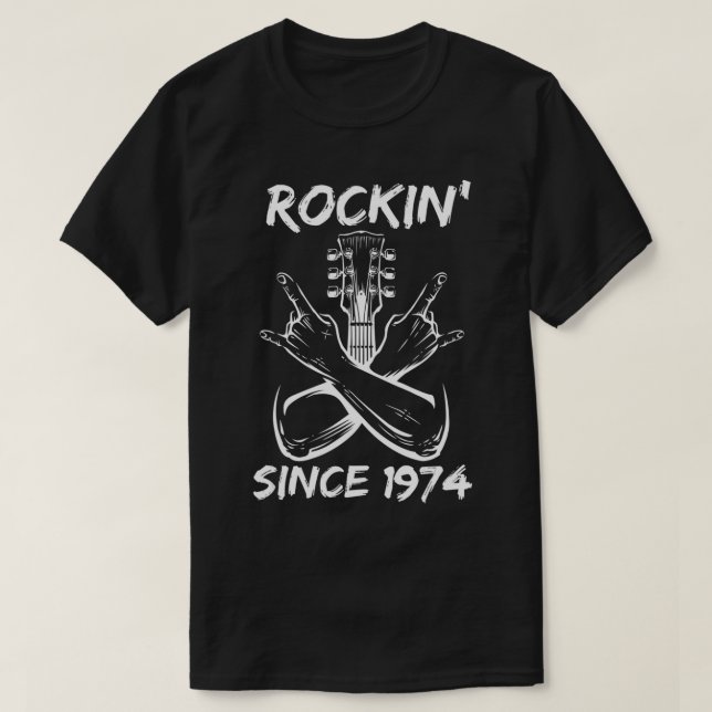 T-shirt Rockin' Since 1974 Rock 48th Birthday Guitar 48 Ye (Design devant)
