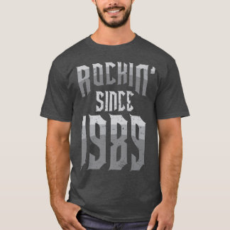 T-shirt Rockin' Since 1989 Vintage Rock Music Fan 33th Bir