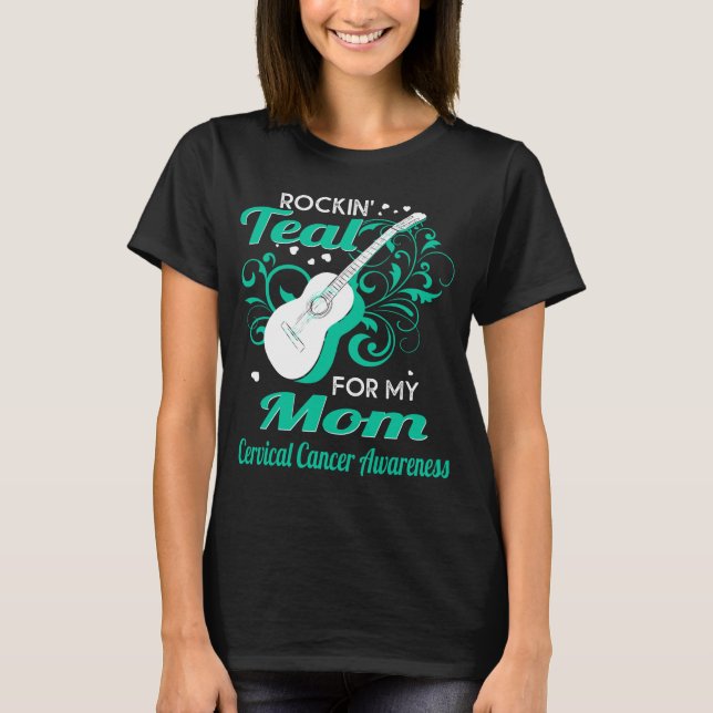 T-shirt rockin_ turquoise pour le cancer du col de l'utéru (Devant)