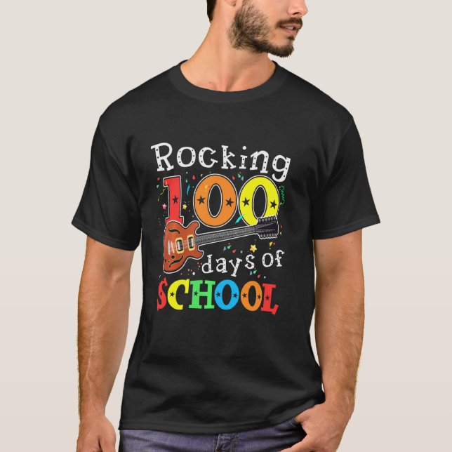 T-shirt Rocking 100 Jours D'École Guitare Musique Professe (Devant)