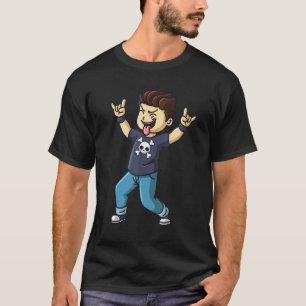 T-shirt Rocking School Boy Music Hard Rock Hand Sign Fan B
