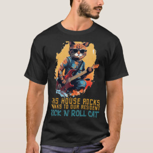 T-shirt Rock'n Roll Cat Rocks House avec guit électrique