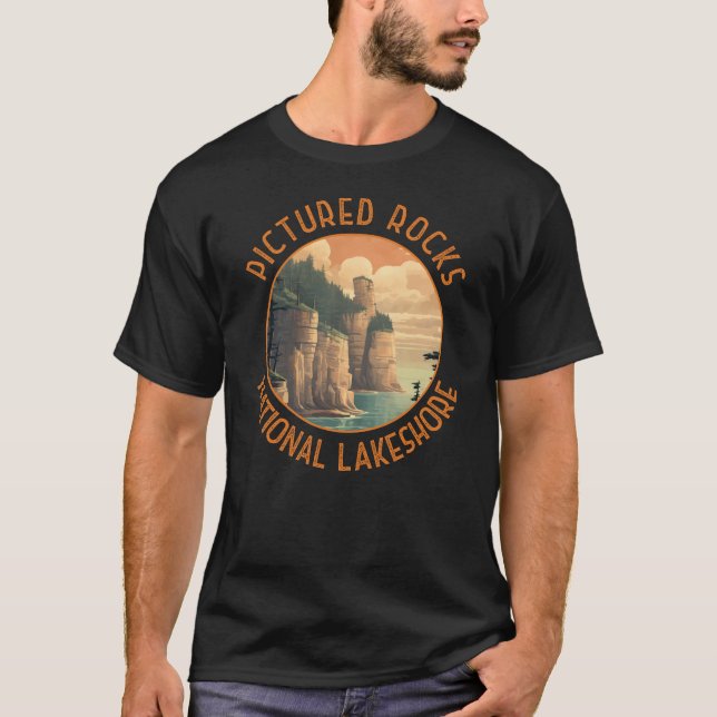 T-shirt Rocks National Lakeshore déprimé Rétro (Devant)