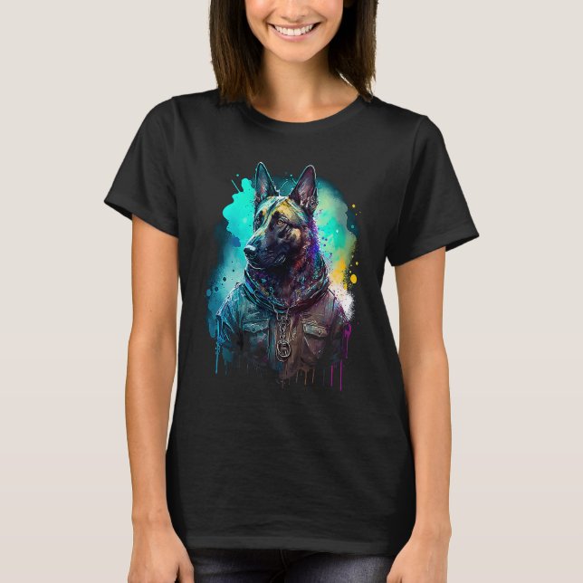 T-shirt Rockstar portrait Belgian Malinois (Devant)