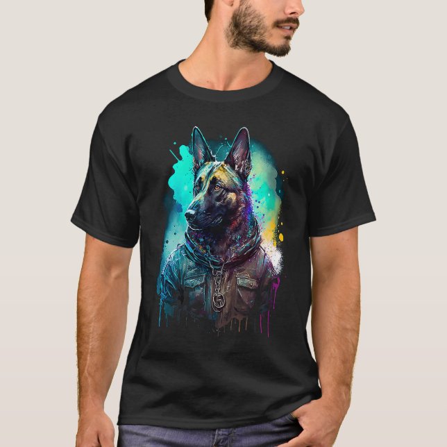 T-shirt Rockstar portrait Belgian Malinois (Devant)